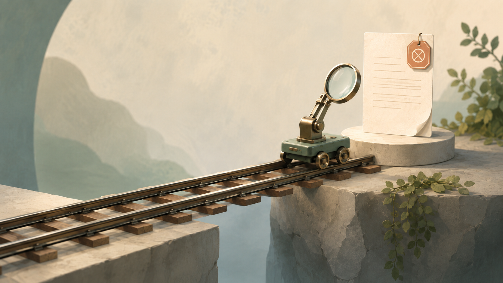 Inspection cart crossing a completed path to read a reachable noindex instruction