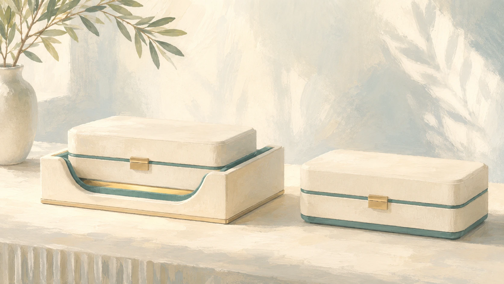 Two nearly identical presentation boxes, with only one fitting its display cradle, illustrating how product schema eligibility depends on the page type.