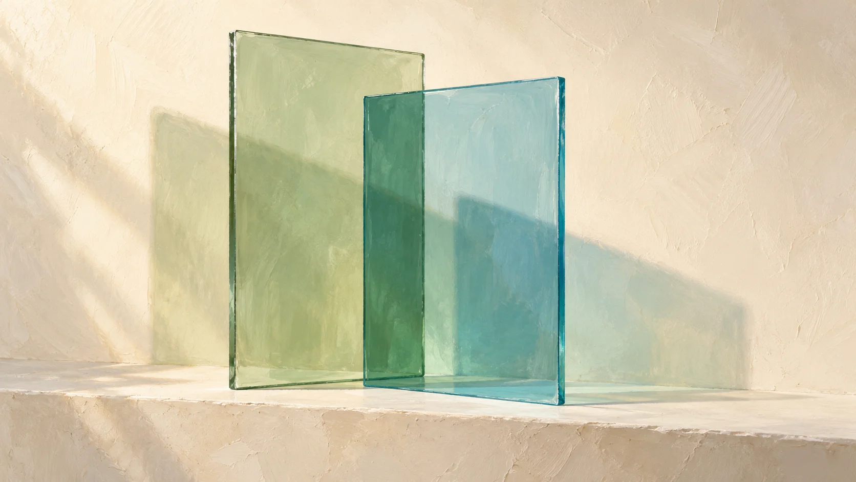 AI visibility score shown as two overlapping tinted glass panes: page readiness and presence in AI answers